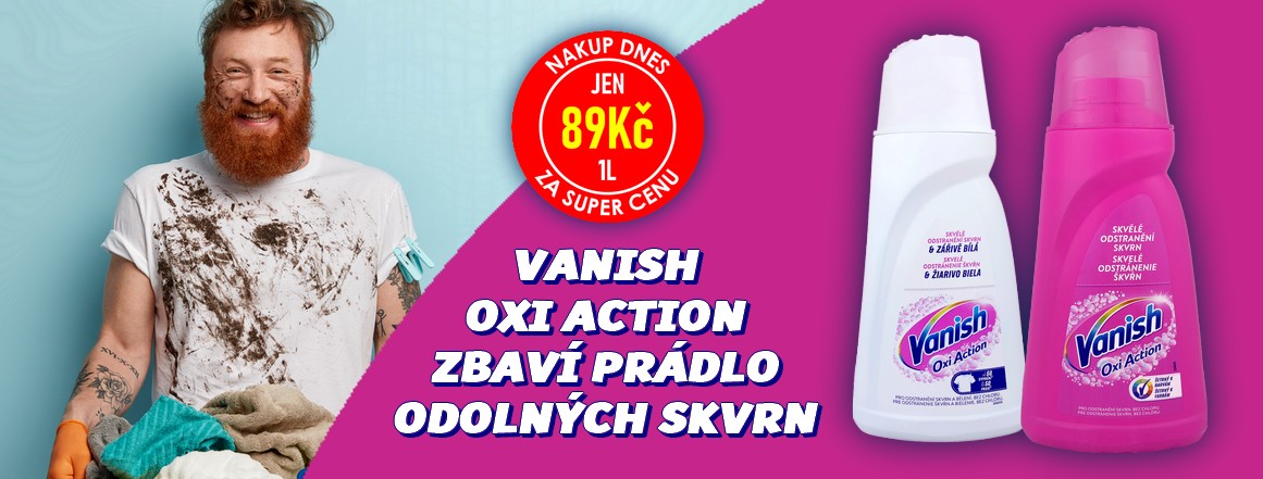 NAKUP DNES - VANISH OXI ACTION - Tekutý odstraňovač skvrn bez chloru 1L (50dávek)